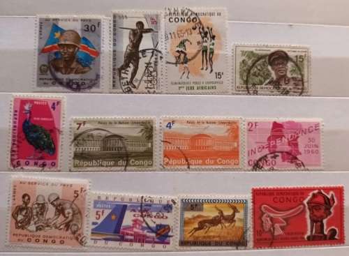 Congo - Mixed Lot of 12 Used stamps