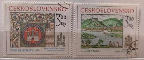 Czechoslovakia - 1977 - Pressburg - Set of 2 Cancelled Hinged stamps