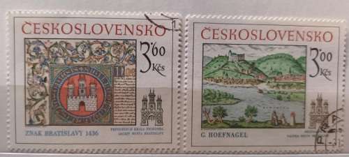 Czechoslovakia - 1977 - Pressburg - Set of 2 Cancelled Hinged stamps