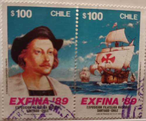 Chile - 1989 - Exfina - Pair of Used stamps