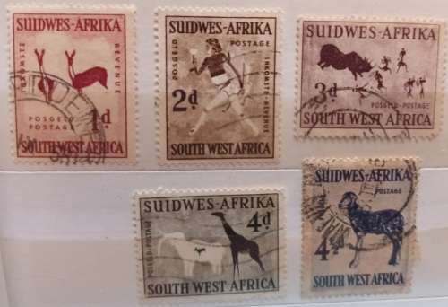 South West Africa - 1954 - Definitive Issue - 5 Used stamps