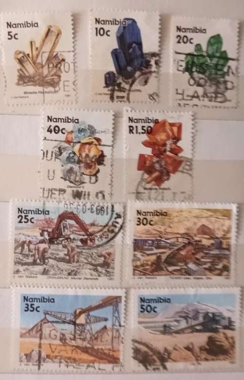 Namibia - 1991 - 1st Definitive (Mines and Minerals) - 9 Used stamps