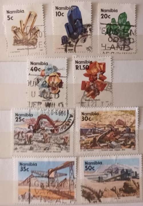 Namibia - 1991 - 1st Definitive (Mines and Minerals) - 9 Used stamps
