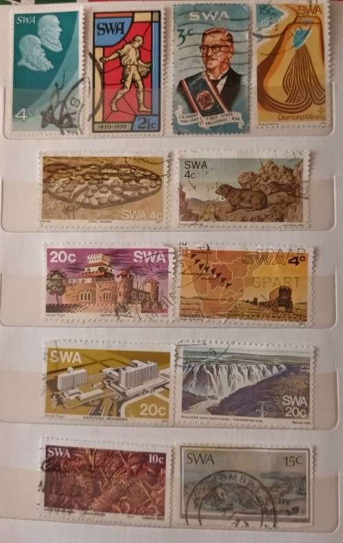 South West Africa - Mixed Lot of 12 Used stamps