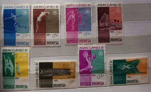 Indonesia - 1962 - Asian Games - 8 Unused stamps