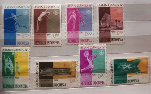 Indonesia - 1962 - Asian Games - 8 Unused stamps
