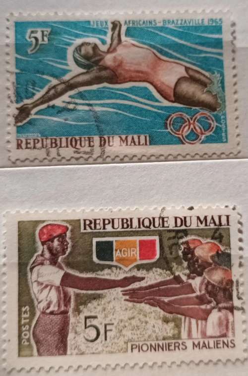 Mali -  1965 1st African Games, Brazzaville and 1966 Young Pioneers - 2 Used Hinged stamps