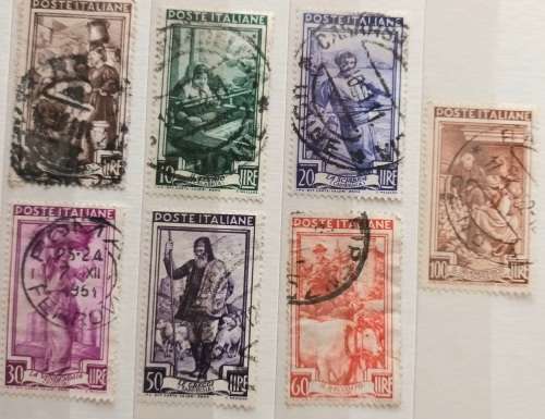 Italy - 1950 - Italy at Work - 7 Used hinged stamps