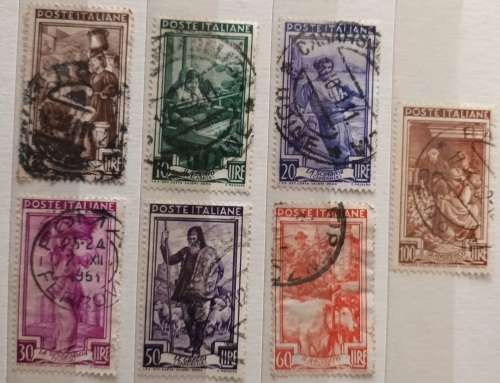 Italy - 1950 - Italy at Work - 7 Used hinged stamps