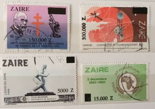 Zaire - 1980`s - Mixed Lot of 4 Used stamps