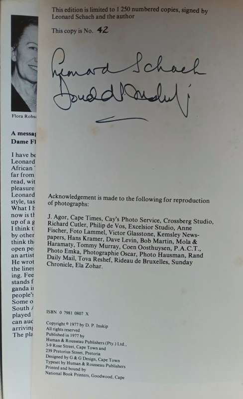 Stage by Stage: The Leoard Schach Story - Donald Inskip - Hardcover 1977 - No. 42 Signed