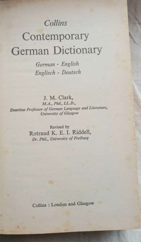 Collins Contemporary German Dictionary German/English English/German Hardcover 1975