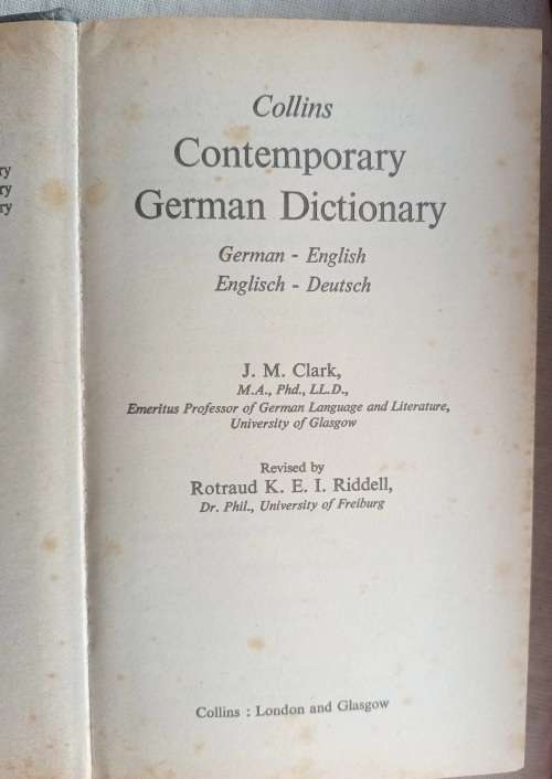 Collins Contemporary German Dictionary German/English English/German Hardcover 1975
