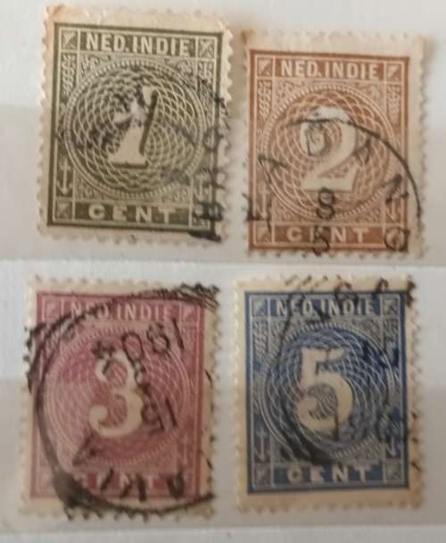 Netherlands Indie - 1883-1899 - Numerals - 4 Used Hinged stamps