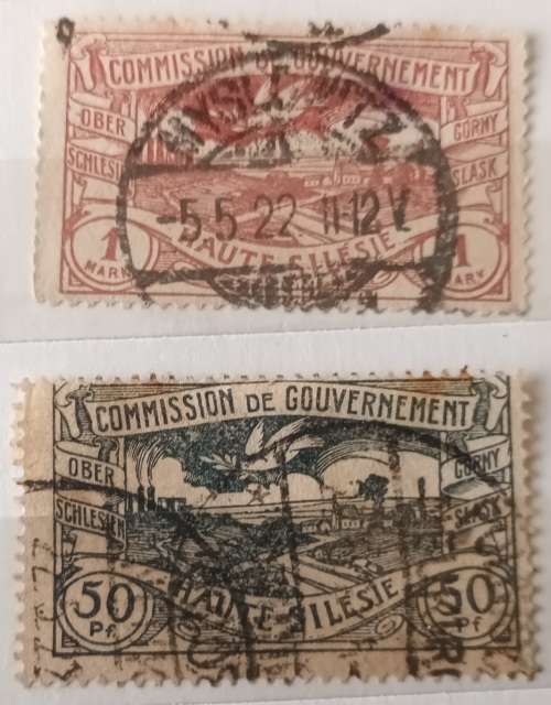 Upper Silesia - 1920 - Definitives (Dove above Silesian landscape) - 2 Used Hinged stamps
