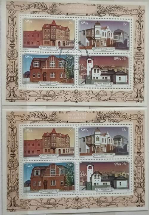 South West Africa - 1981 - Luderitz Architecture - 2 Miniature Sheets (Cancelled and Mint)