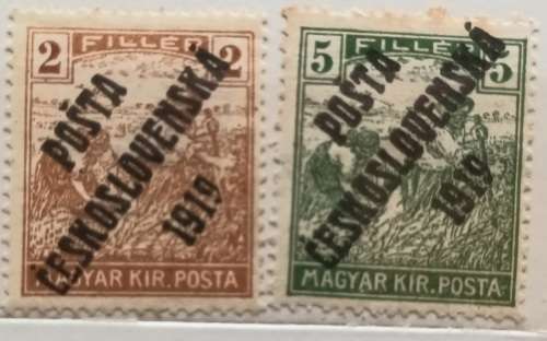 Hungary -  1919 - Overprint Czechoslovakia - 2 Unused Hinged stamps