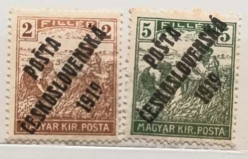 Hungary -  1919 - Overprint Czechoslovakia - 2 Unused Hinged stamps