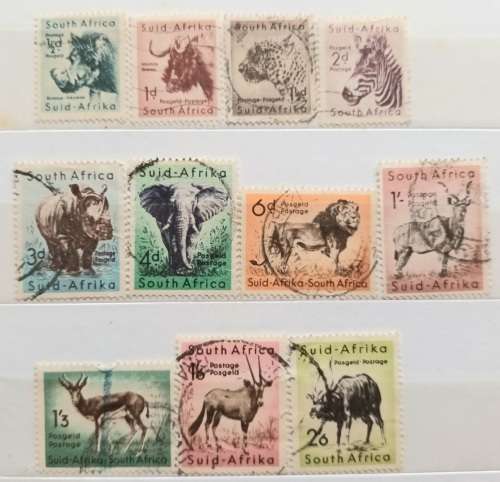 Union of South Africa - Animal Definitive - 11 Used stamps