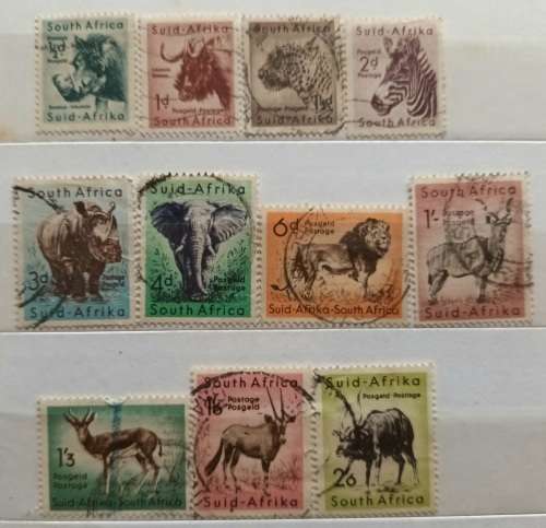 Union of South Africa - Animal Definitive - 11 Used stamps
