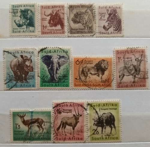 Union of South Africa - Animal Definitive - 11 Used stamps