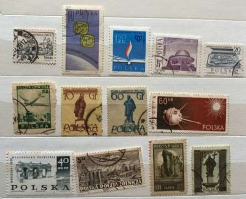 Poland - Mixed Lot of 13 Used (some hinged) stamps