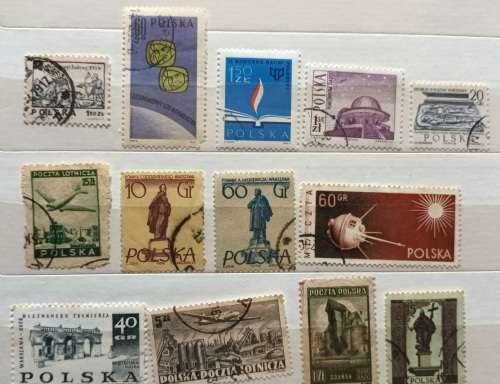 Poland - Mixed Lot of 13 Used (some hinged) stamps