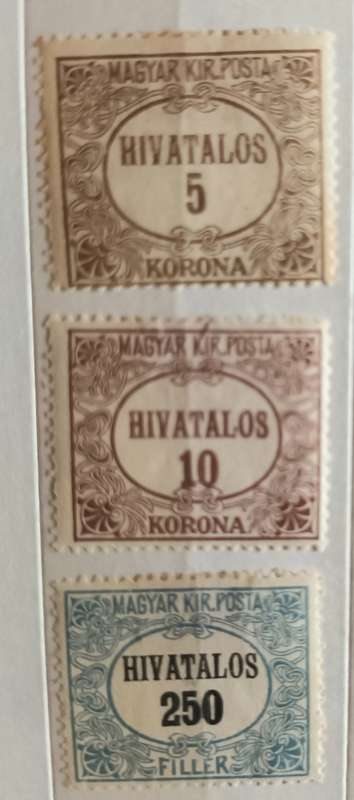 Hungary - 1921 - On service - 3 Unused Hinged stamps