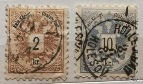 Austria (Kais Konigl Oesterr Post) - 1883 - Two headed eagle - 2 Used Hinged stamps