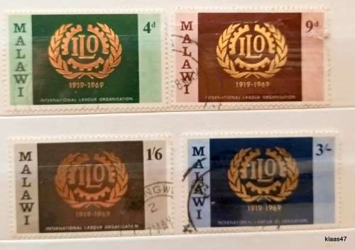 Malawi - 1969 - 50th Anniv ILO International Labour Organisation - Set of 4 Used stamps