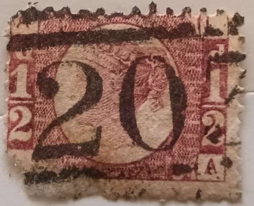 GB - 1870 - Victoria - Halfpenny - 1 Used stamp (corner damaged)