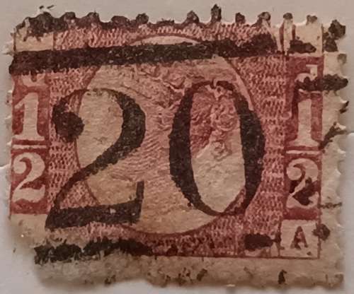 GB - 1870 - Victoria - Halfpenny - 1 Used stamp (corner damaged)