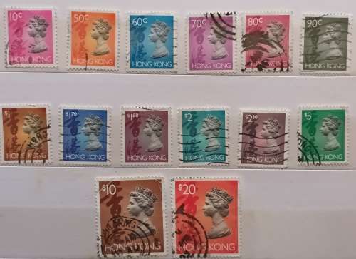 Hong Kong - 1992 - Elizabeth II - 11 Used stamps (Incl $10 and $20)