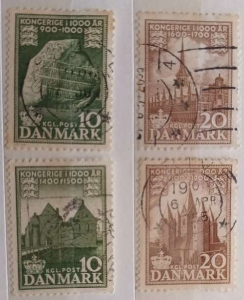 Denmark - 1953 - 1000 Year Kingdom Anniversary - 4 Used stamps