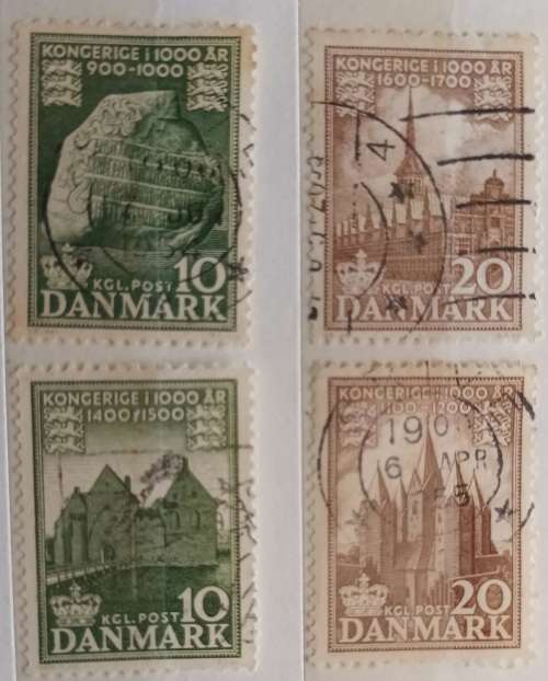 Denmark - 1953 - 1000 Year Kingdom Anniversary - 4 Used stamps