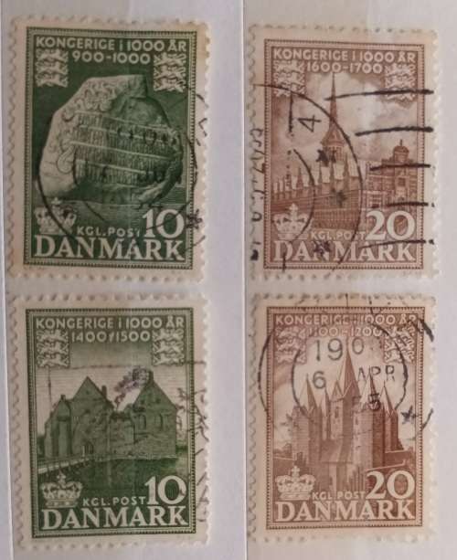 Denmark - 1953 - 1000 Year Kingdom Anniversary - 4 Used stamps