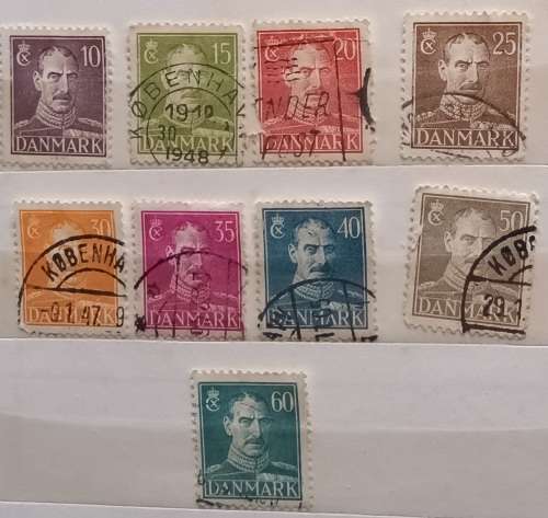 Denmark - 1942-46 - Christian X - 9 Used (some Hinged) stamps