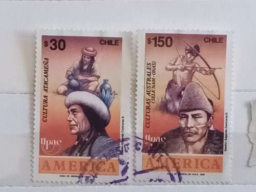 Chile - 1989 -  Indigenous People - Set of 2 Used stamps