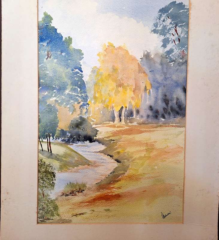 Unframed Watercolour of Lourens River by D Balladon