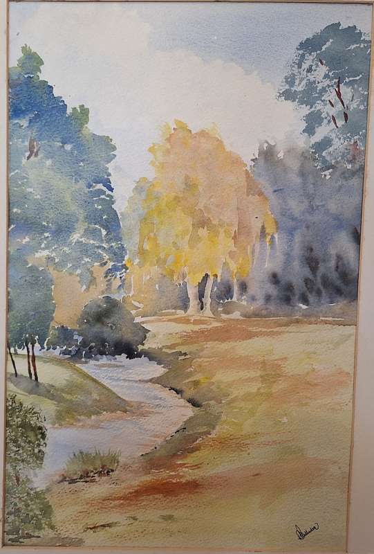 Unframed Watercolour of Lourens River by D Balladon