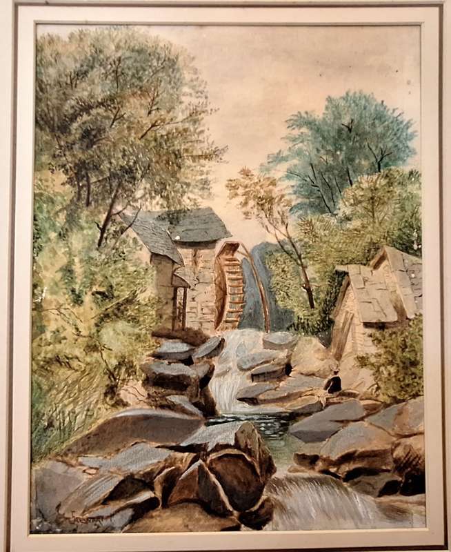 Unframed Watercolour Landscape with Water Mill