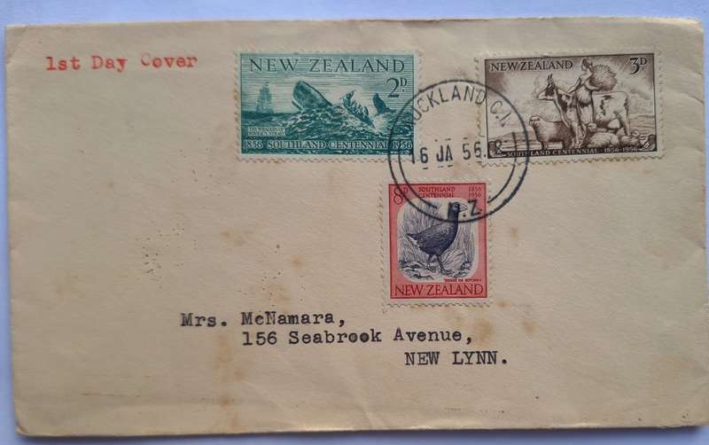 New Zealand 1955 Southland Centenial Day of Issue Cover
