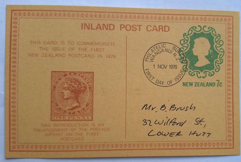 New Zealand Inland Post Card 1976 to Commemorate Issue of First Post Card in 1876