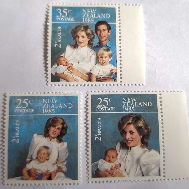 New Zealand 1985 Health Issue Prince and Princess of Wales and family 3 Mint stamps