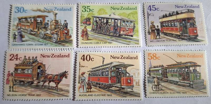 New Zealand 1985 Vintage Transport Trams Issue Set of 6 Unused Hinged stamps