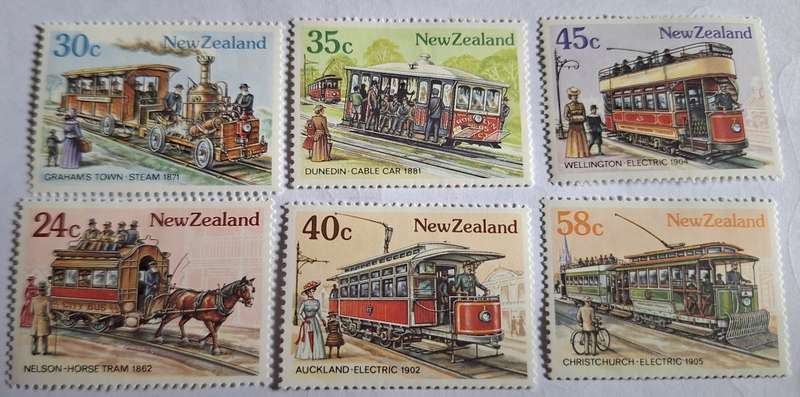 New Zealand 1985 Vintage Transport Trams Issue Set of 6 Unused Hinged stamps