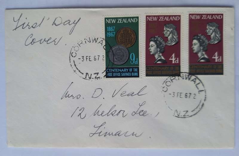 New Zealand 1967 100th Anniv NZ PO Savings Bank Set on Cover