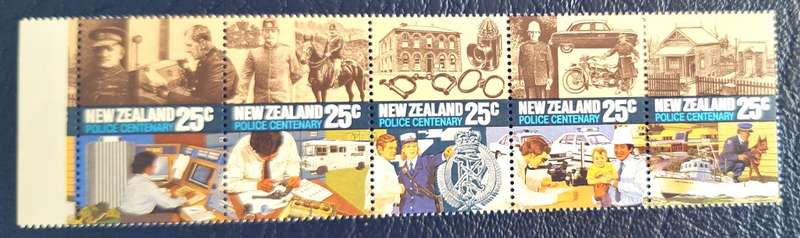 New Zealand 1986 Police Centenary Joined Strip of 5 Unused Hinged stamps