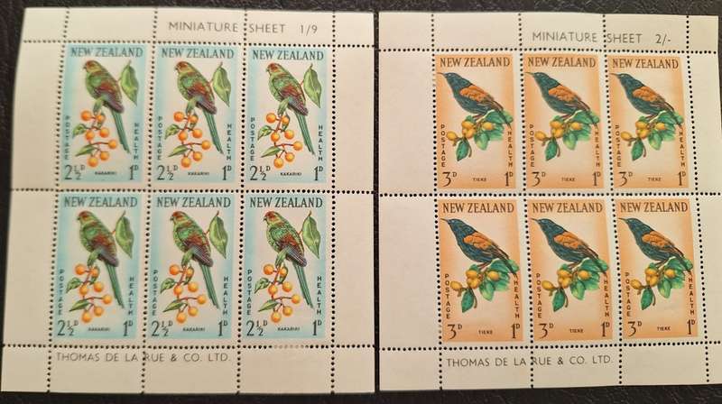 New Zealand 1962 Health Issue Birds Set of 2 Unused Hinged Miniature Sheets