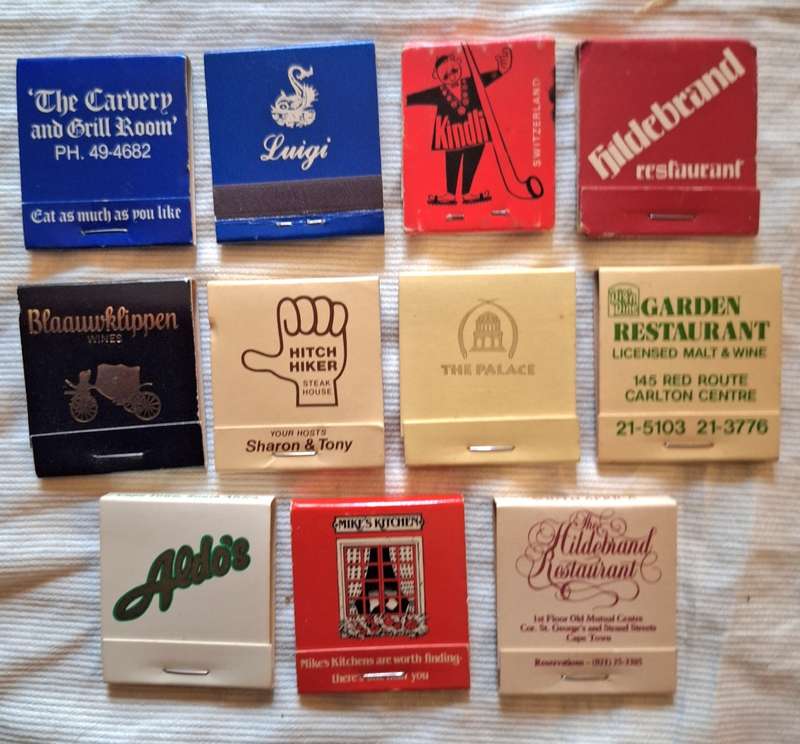 11 Vintage Restaurant Advertising Match Booklets (complete with matches)
